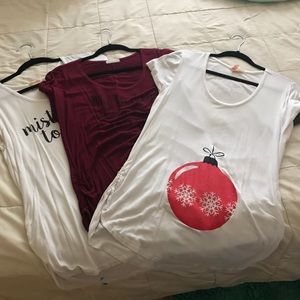 Bundle of 3 holiday maternity shirts